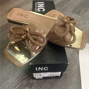 INC International Concepts Women's Gold Embellished Mules